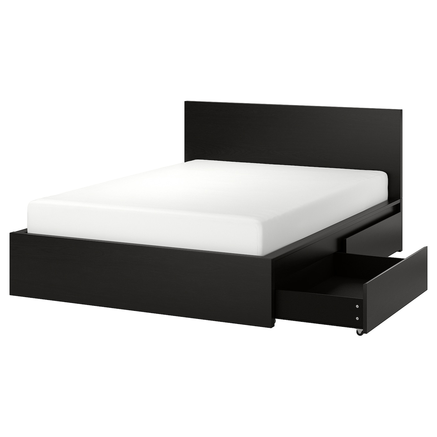IKEA MALM Rama łóżka z 4 pojemnikami, Czarnobrąz, 160x200 cm