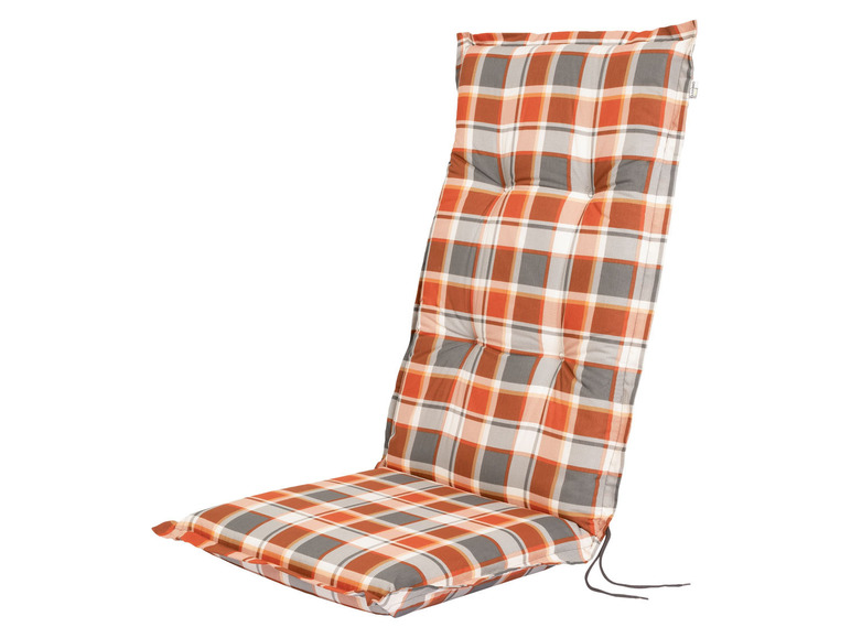 LIVARNO home Poduszka na krzesło z wysokim oparciem, 120 x 50 x 8 cm Kratka/pomarańczowy