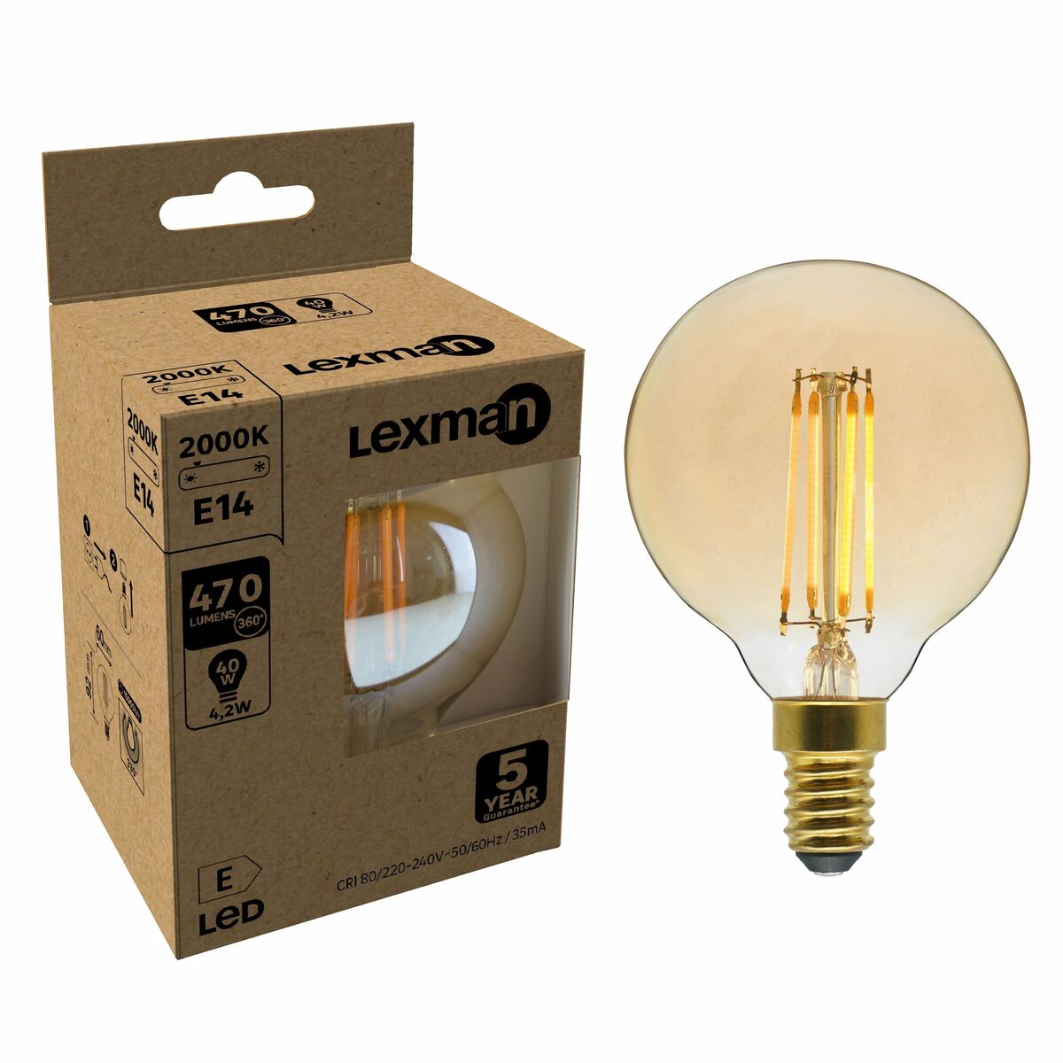 Żarówka dekoracyjna LED E14 4,2 W = 40 W 470 lm Lexman