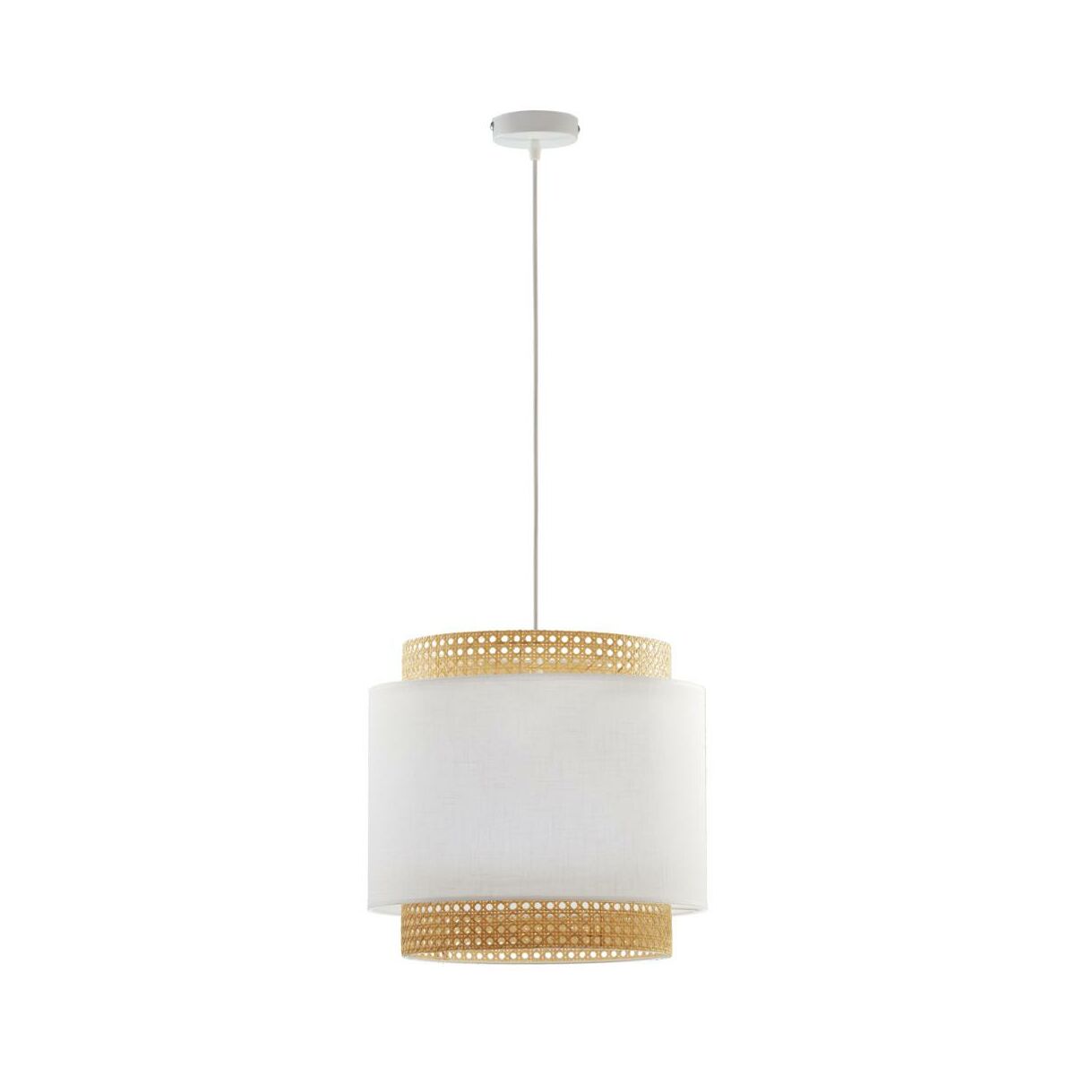 Lampa wisząca Boho biała z rattanem E27 TK Lighting