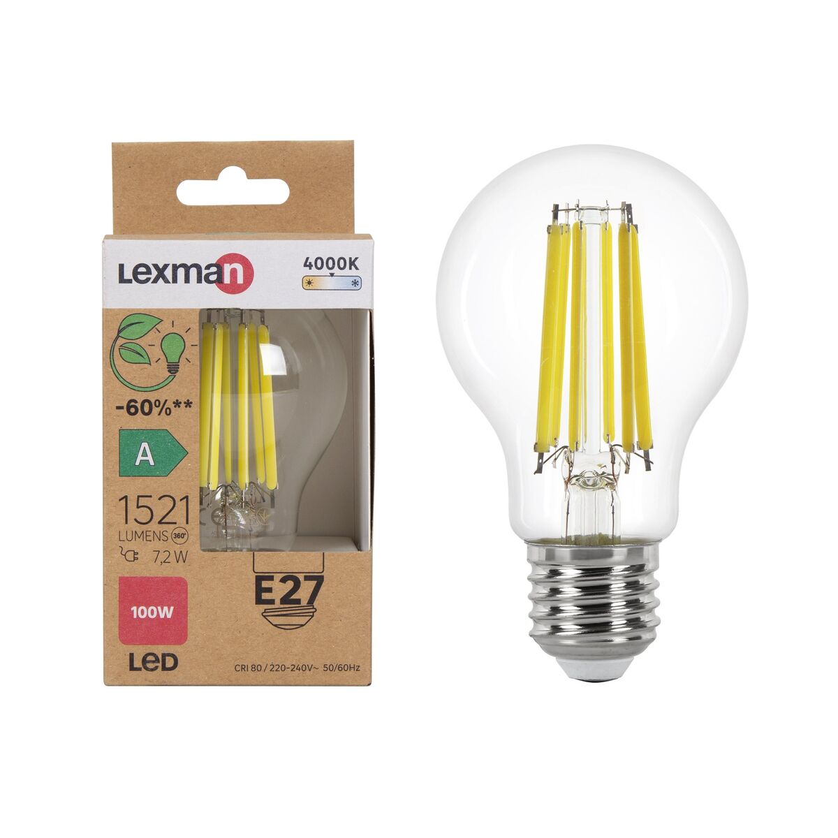 Żarówka LED E27 7,2 W 1521 lm Neutralna biel Lexman