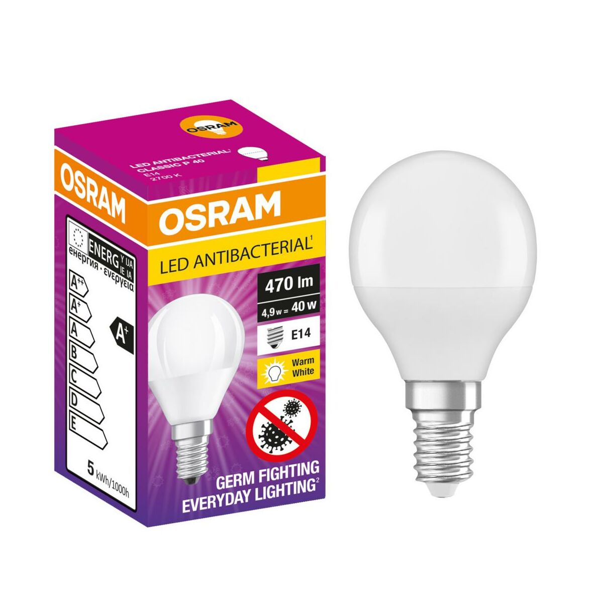 Żarówka antybakteryjna LED E14 5.5 W 470 lm Ciepła Osram