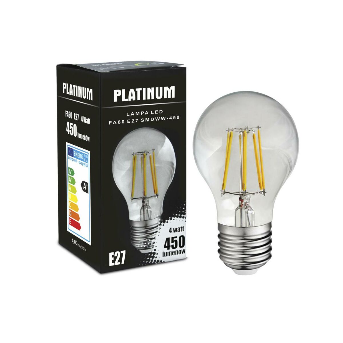 Żarówka LED Filament A60 E27 Ciepła biel POLUX