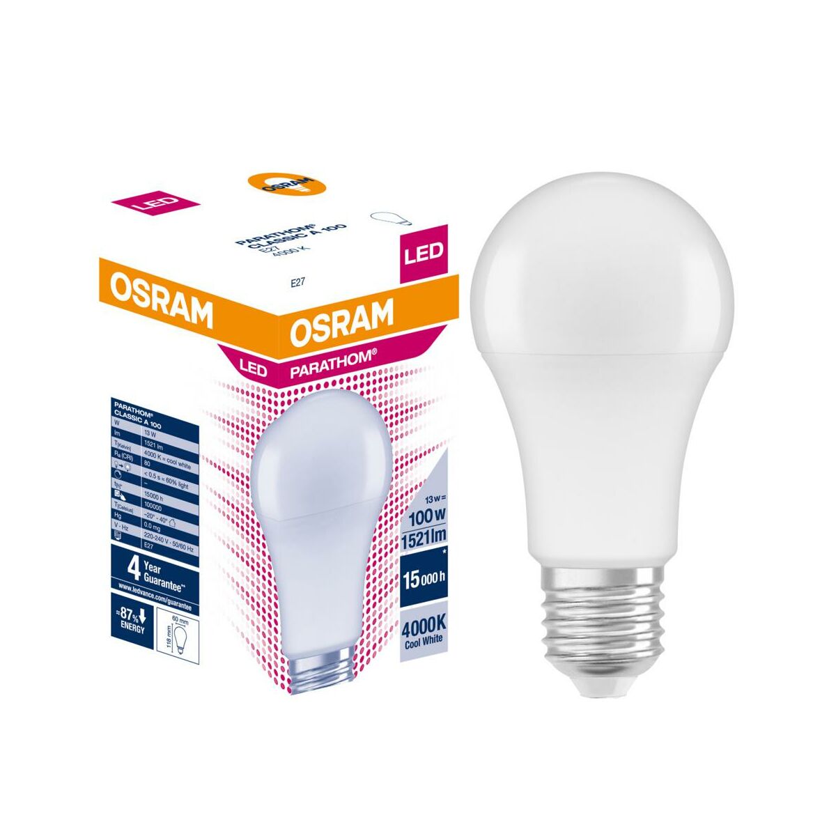 Żarówka LED E27 14 W = 100 W 1521 lm Neutralna OSRAM