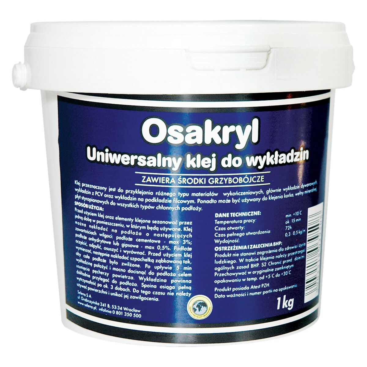 Uniwersalny klej do wykładzin grzybobójczy 1 kg Osakryl