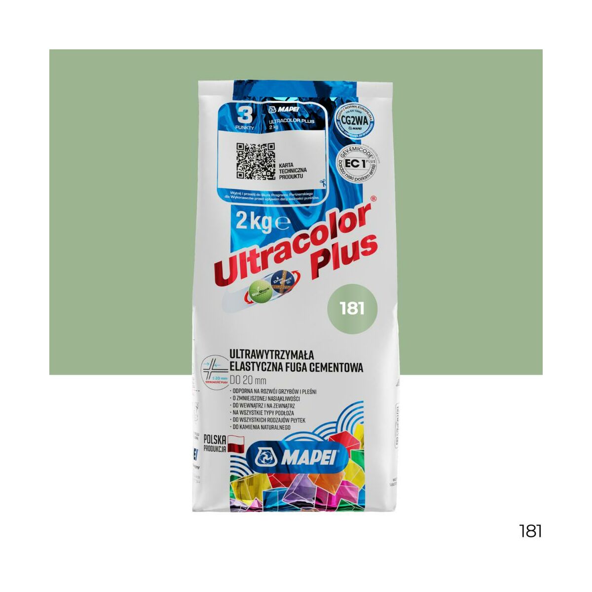 Fuga cementowa Ultracolor 181 zielony 2 kg Mapei