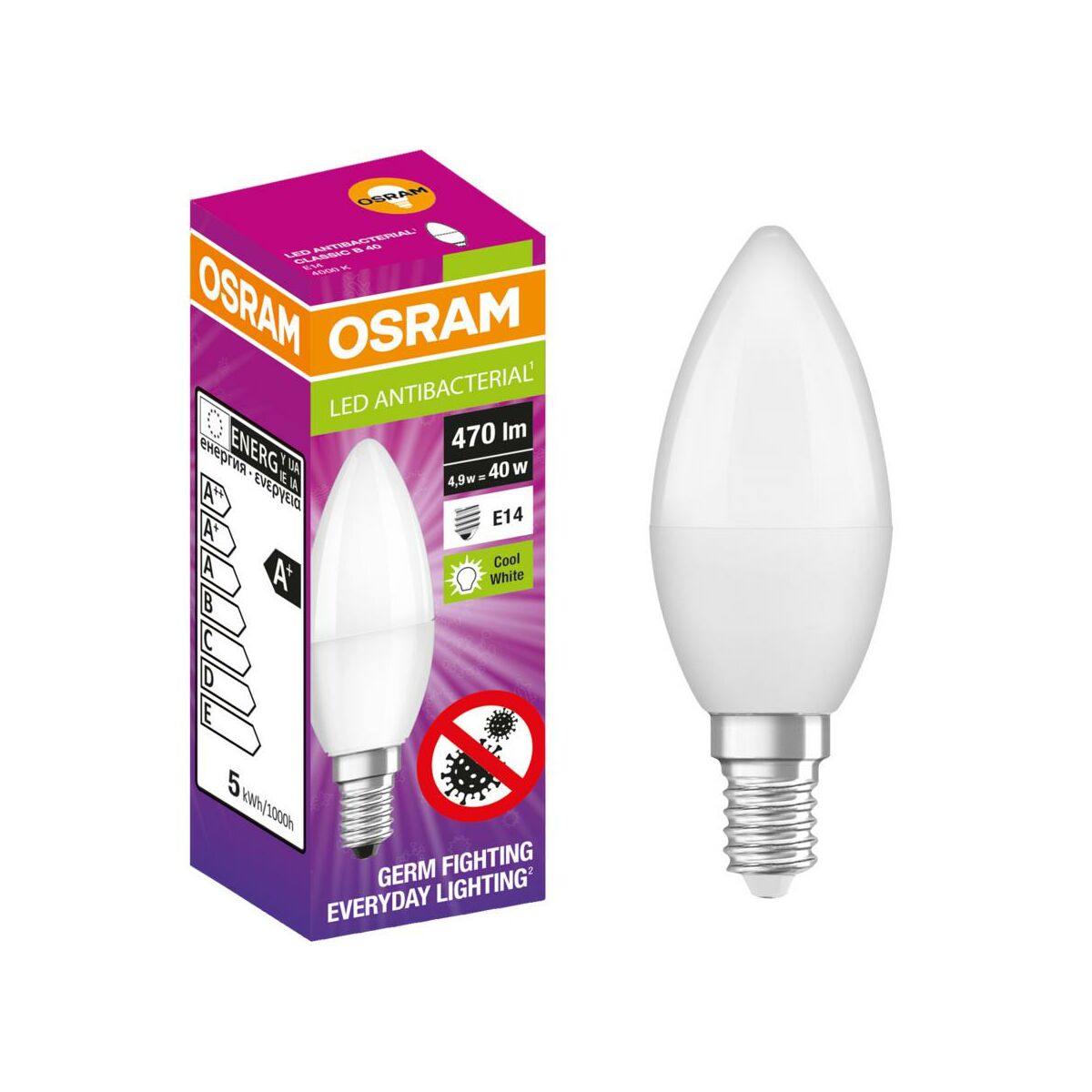 Żarówka antybakteryjna LED E14 5.5 W 470 lm Neutralna Osram