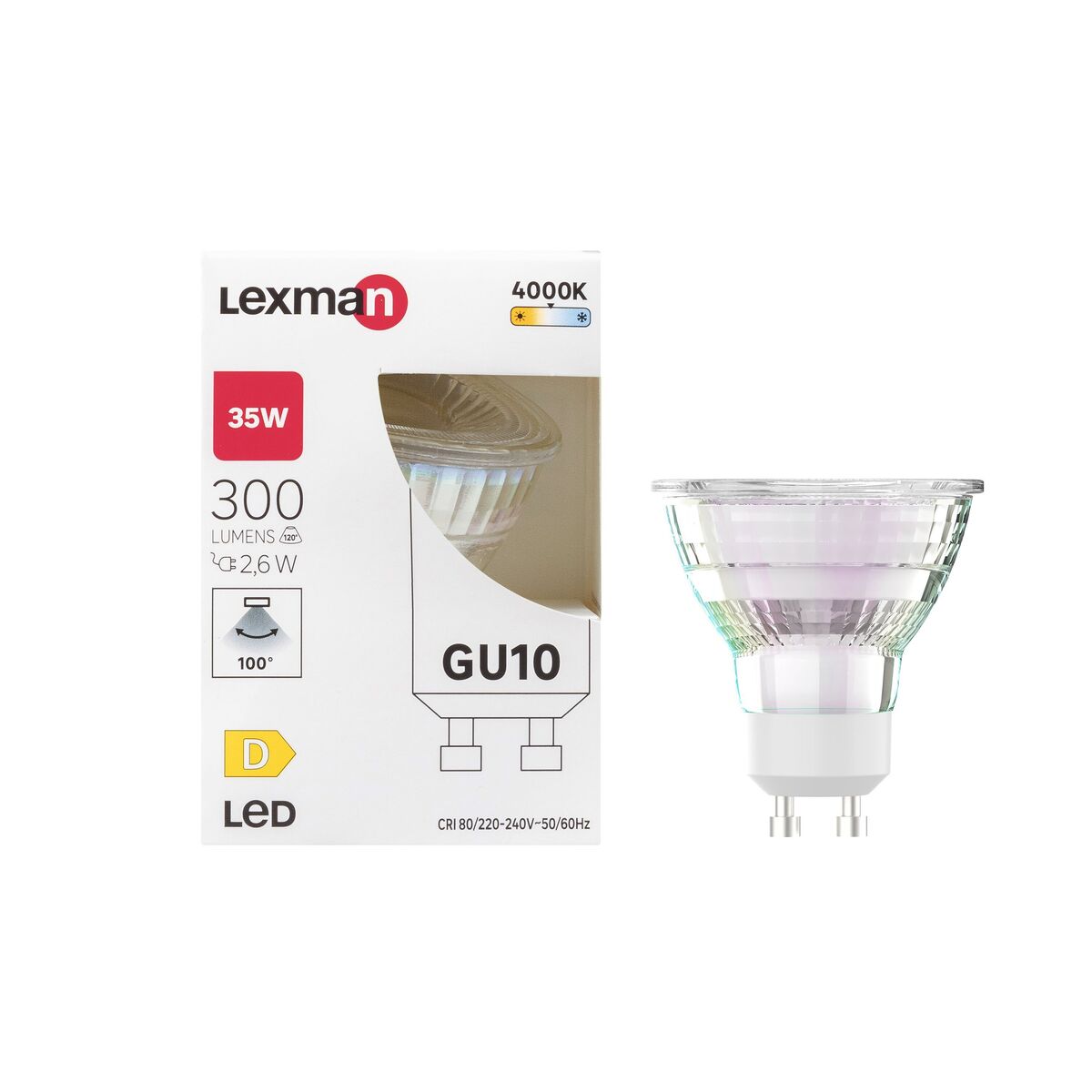 Żarówka LED GU10 2,6 W 300 lm Neutralna biel Lexman