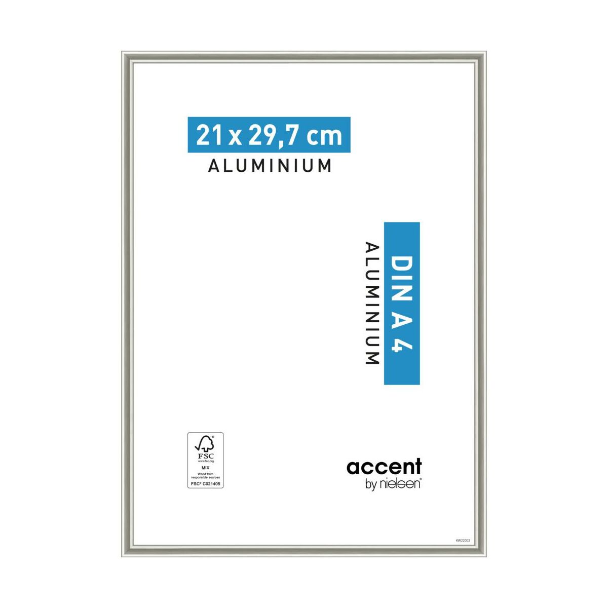 Ramka na zdjęcia Accent 21 x 29.7 cm nikiel mat aluminiowa