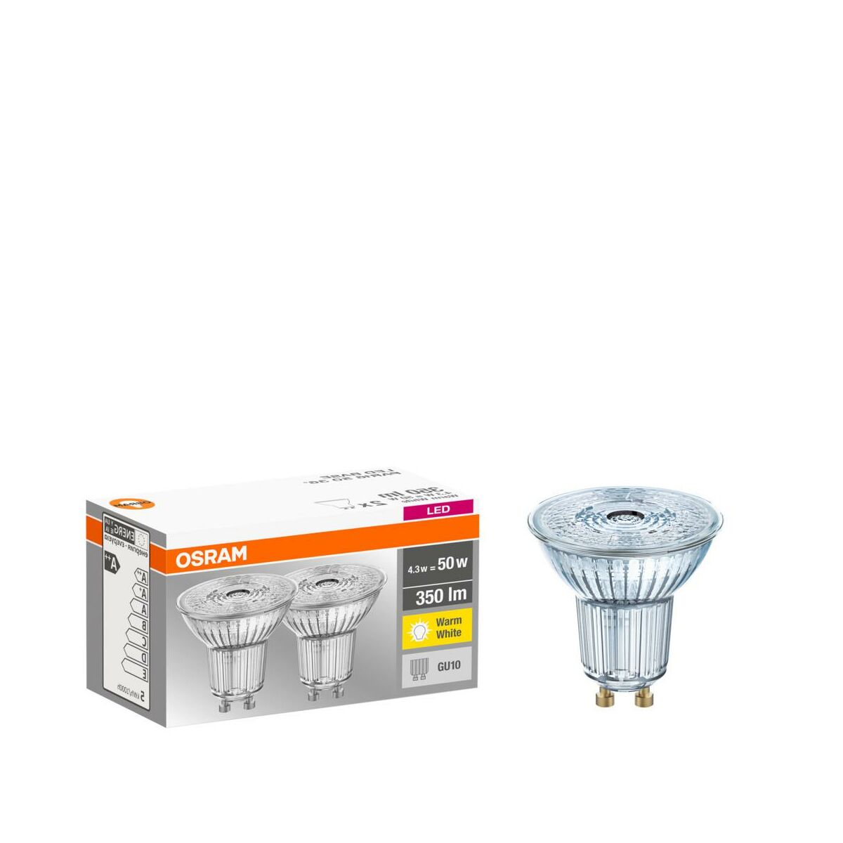 Żarówka LED GU10 2 szt. (230V) 4,5W 250 lm Ciepła biel OSRAM