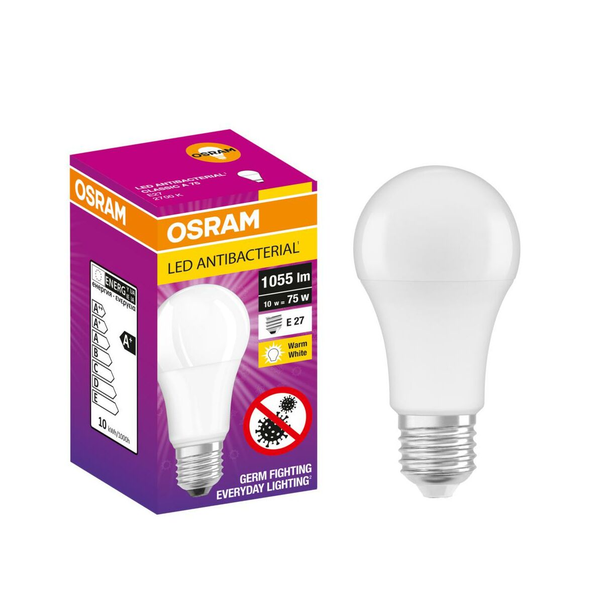 Żarówka antybakteryjna LED E27 10 W 1055 lm Ciepła Osram