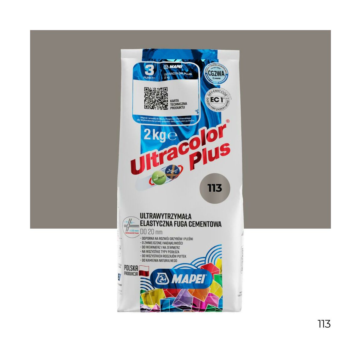 Fuga cementowa Ultracolor 113 szary 2 kg Mapei