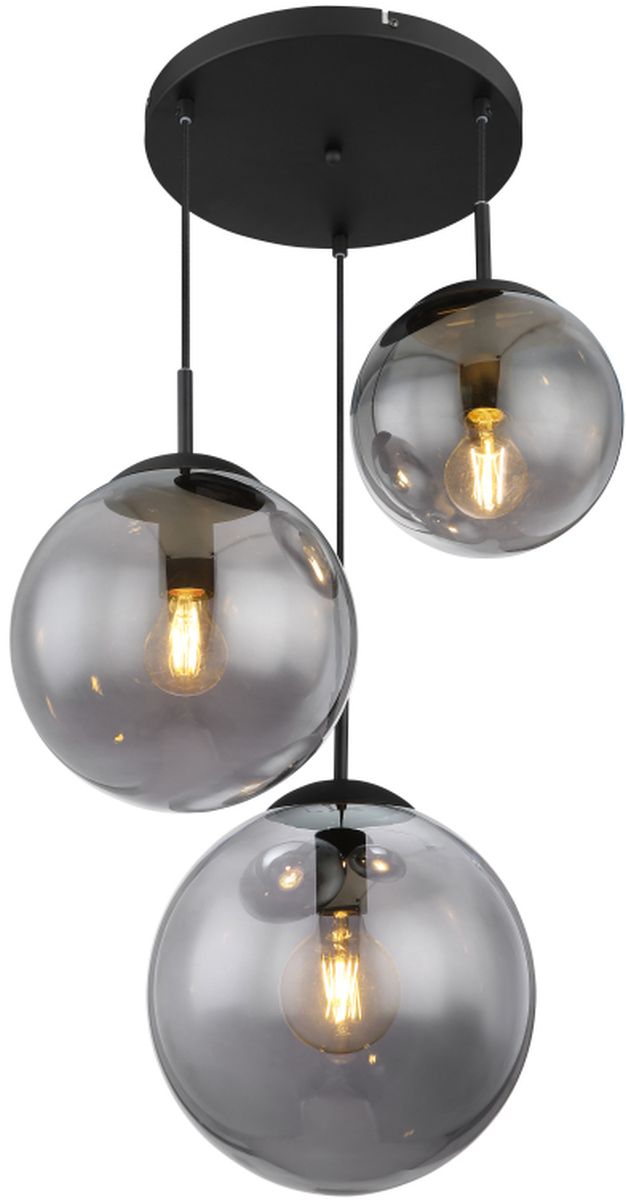 Globo Lighting Joel lampa wisząca 3x60W czarny mat/przydymiony 1581-3S