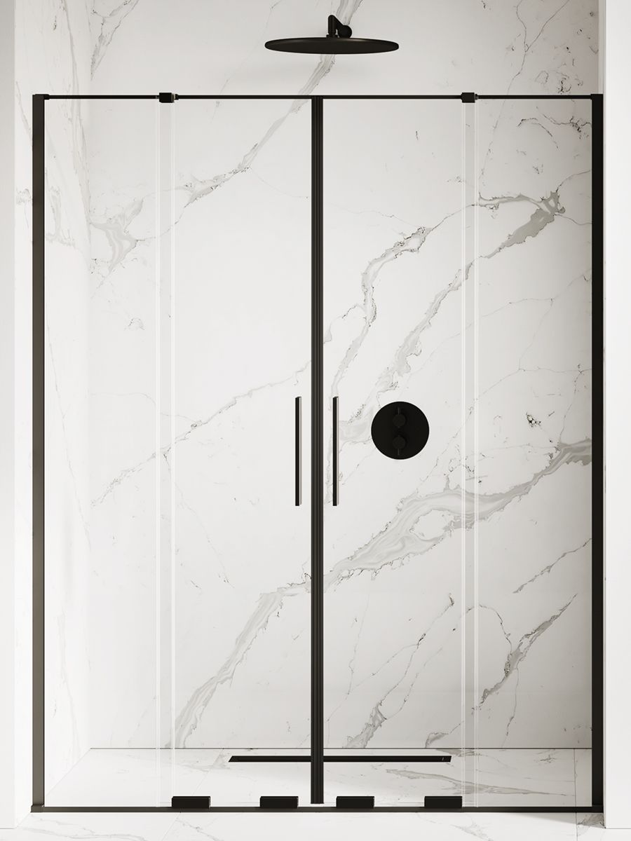 New Trendy Smart Black drzwi prysznicowe 140 cm wnękowe czarny półmat/szkło przezroczyste EXK-4119