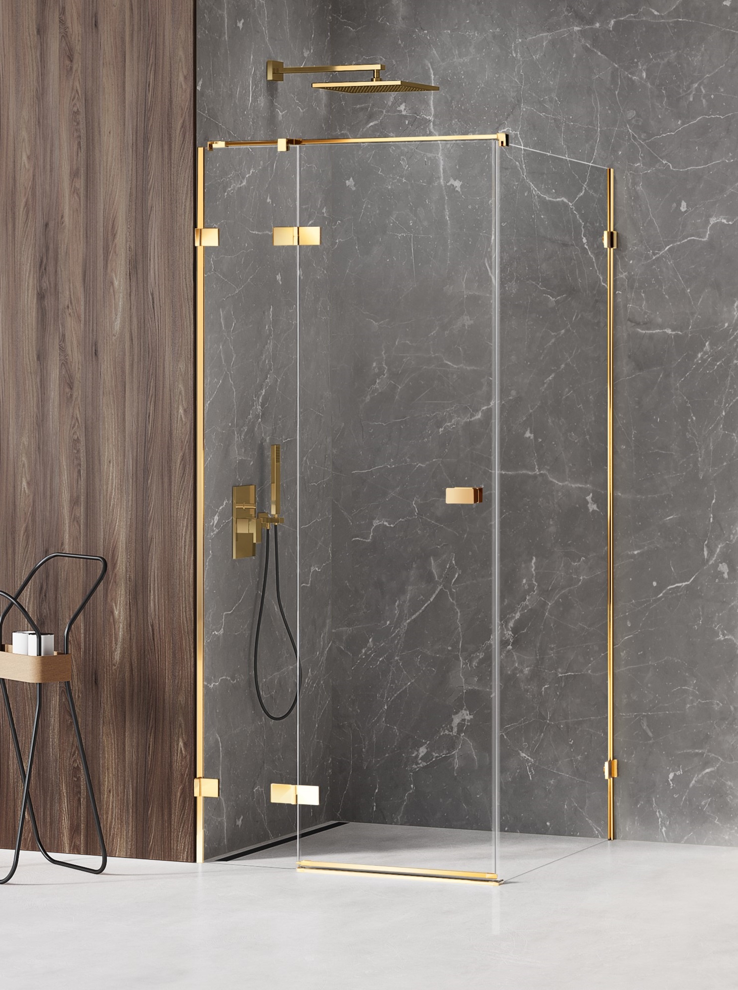 New Trendy Avexa Gold Shine kabina prysznicowa 120x80 cm prostokątna lewa złoty połysk/szkło przezroczyste EXK-1682