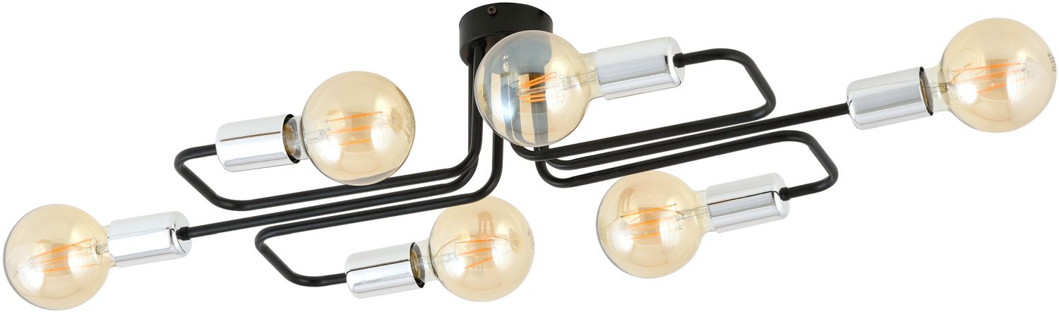 Emibig Veken 6A Silver lampa podsufitowa 6x60W czarna/srebrna 1174/6A