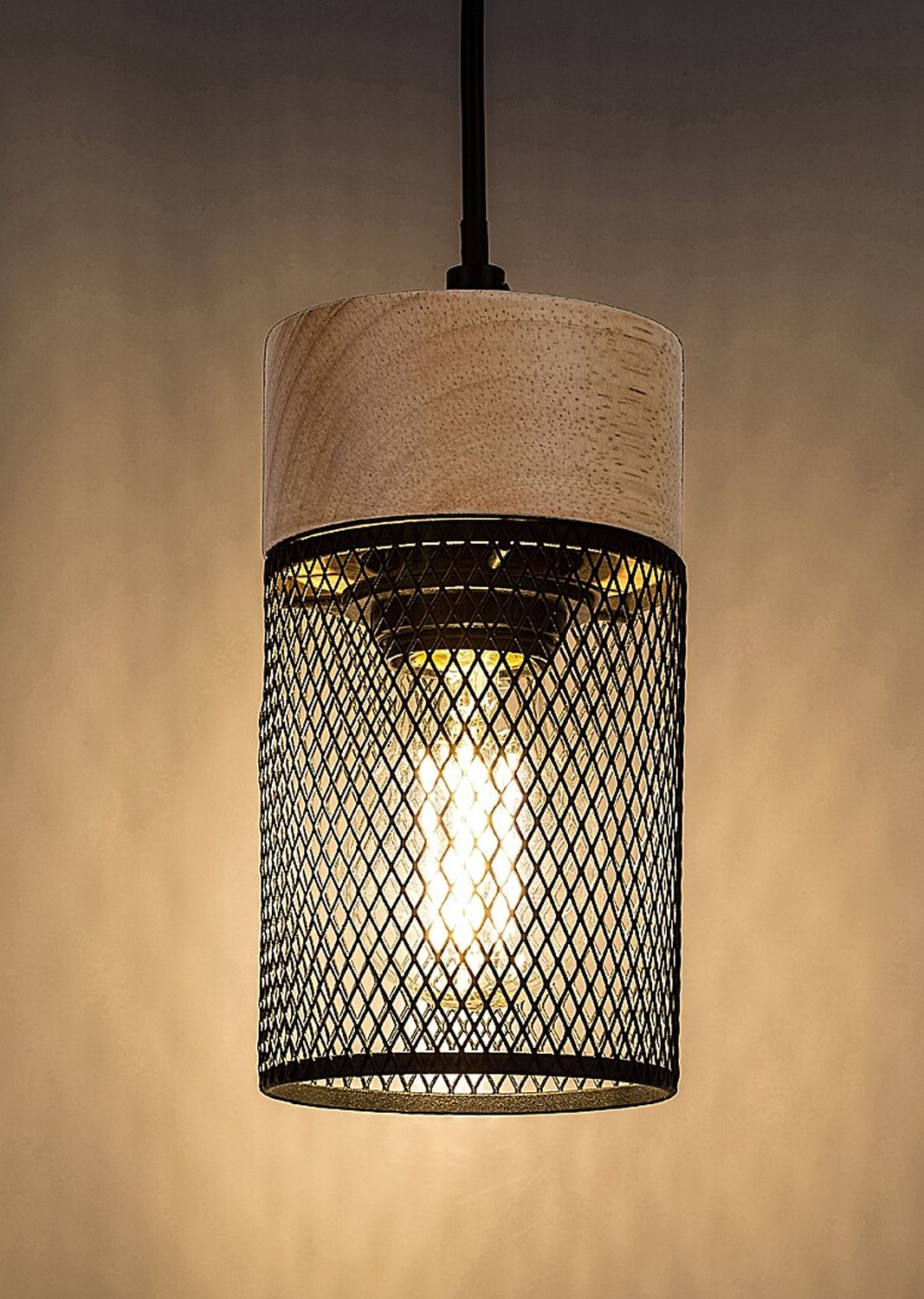 Rabalux Callum lampa wisząca 1x25W czarny/buk 72041