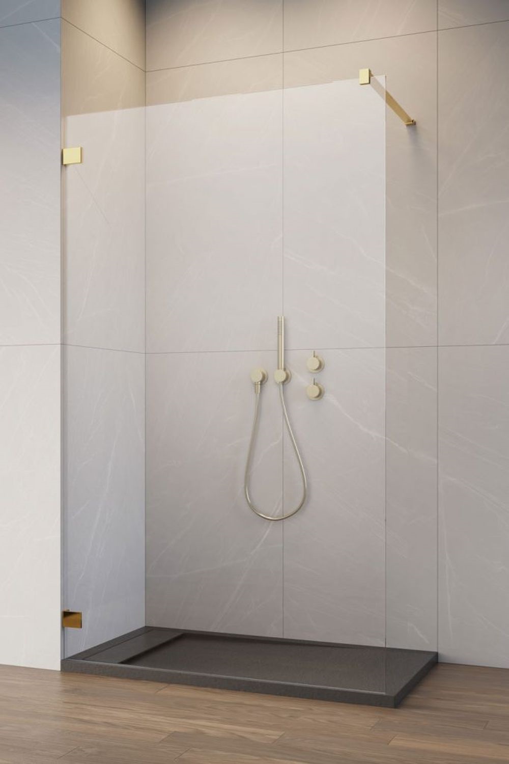 Radaway Essenza Pro Gold Walk-In ścianka prysznicowa 60 cm wolnostojąca złoty połysk/szkło przezroczyste 10103060-09-01