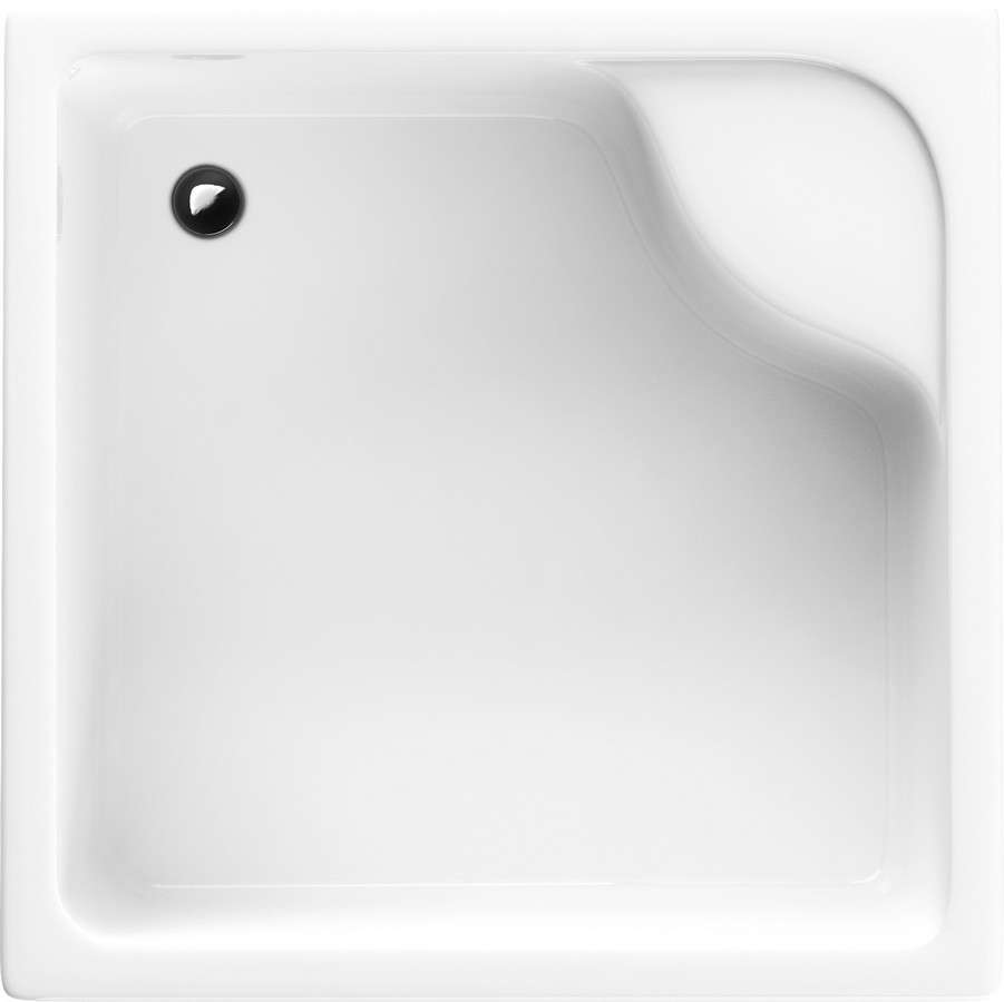 Schedpol Doris brodzik 90x90 cm kwadratowy z siedziskiem biały 3.233