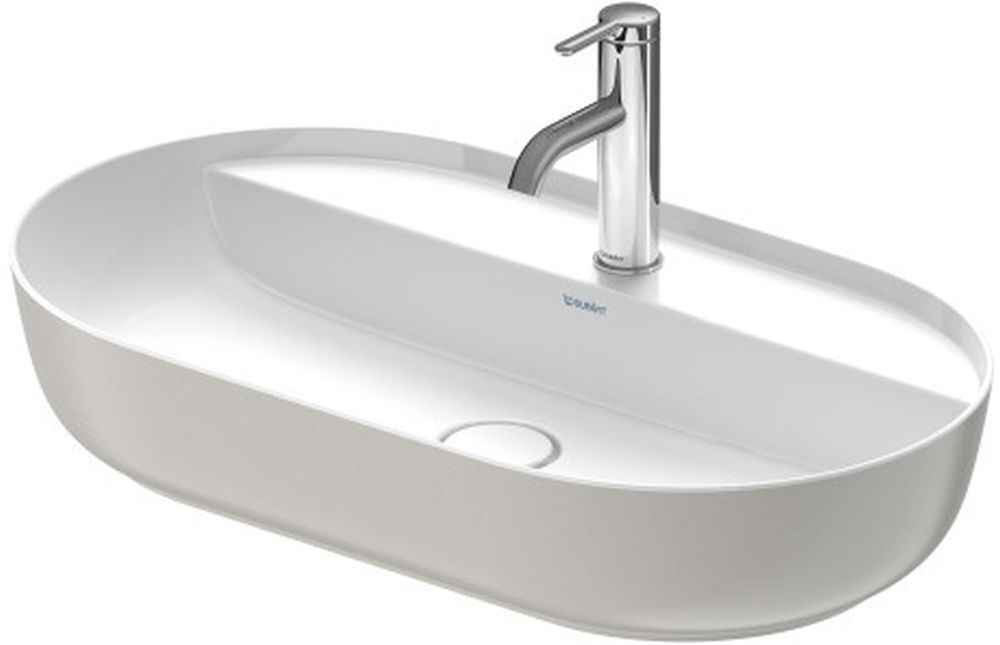 Duravit Luv umywalka 70x40 cm nablatowa owalna WonderGliss biały/szary jedwabny mat 03807023001