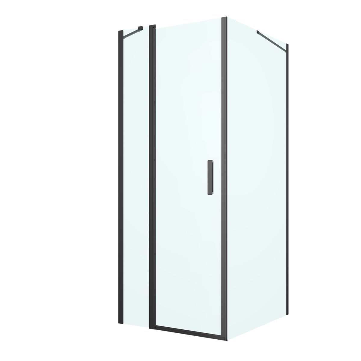 Oltens Verdal kabina prysznicowa 80x100 cm prostokątna drzwi ze ścianką czarny mat/szkło przezroczyste 20206300 - Wysyłka w 24h