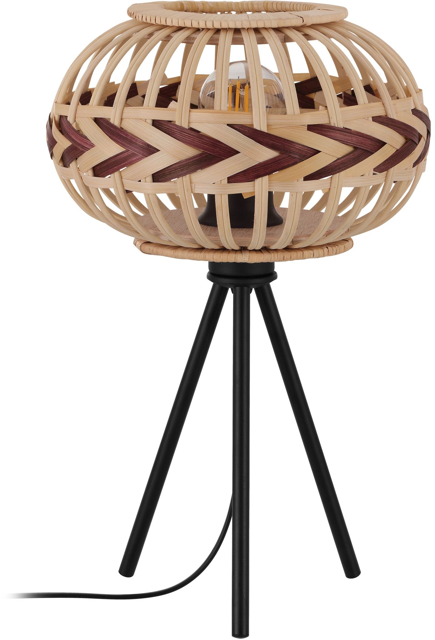 Eglo Dondarrion lampa stołowa 1x40W czarny/naturalne drewno/burgundzki czerwony 43274 - Wysyłka w 24h
