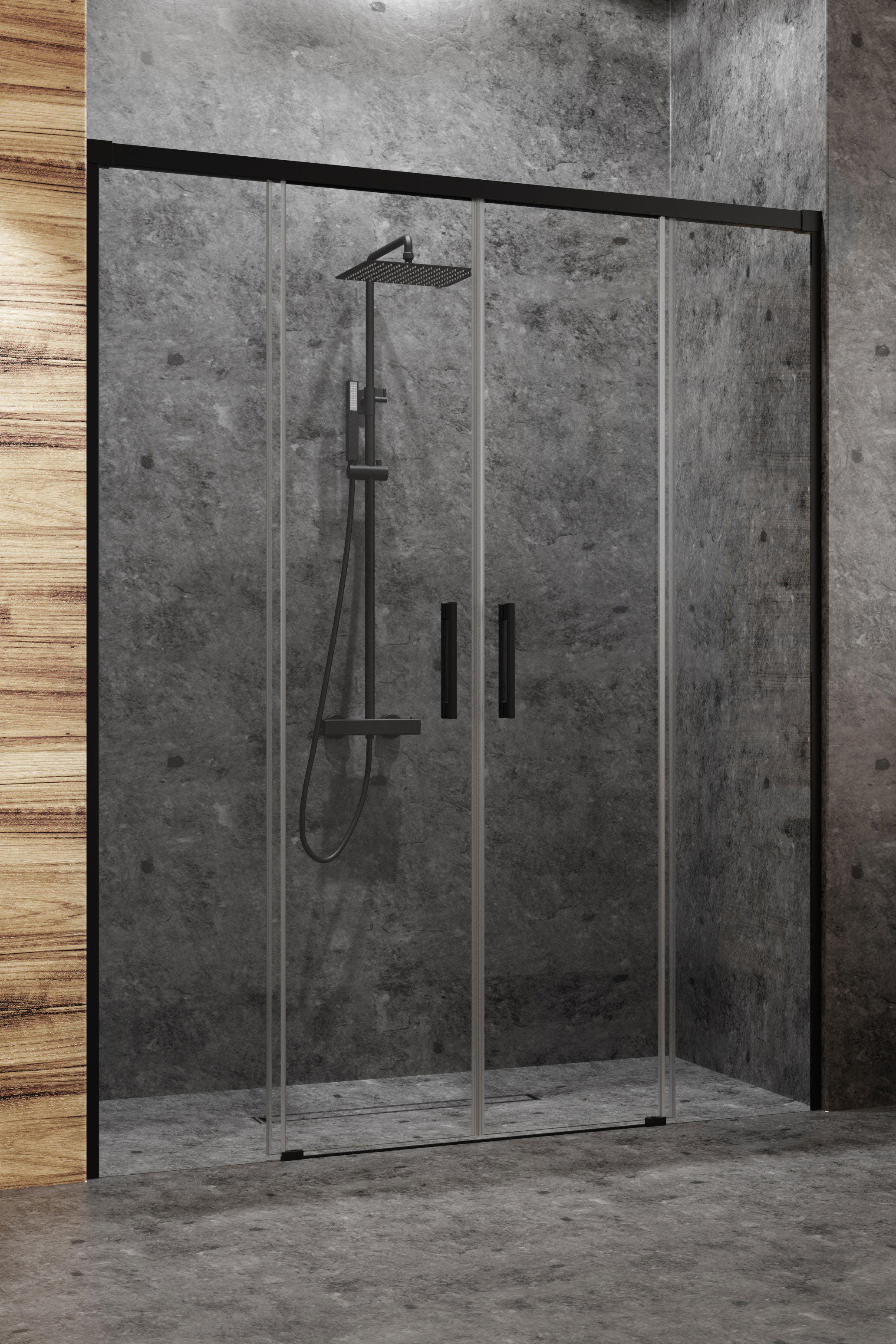 Radaway Idea Black DWD drzwi prysznicowe 190 cm wnękowe czarny mat/szkło przezroczyste 387129-54-01