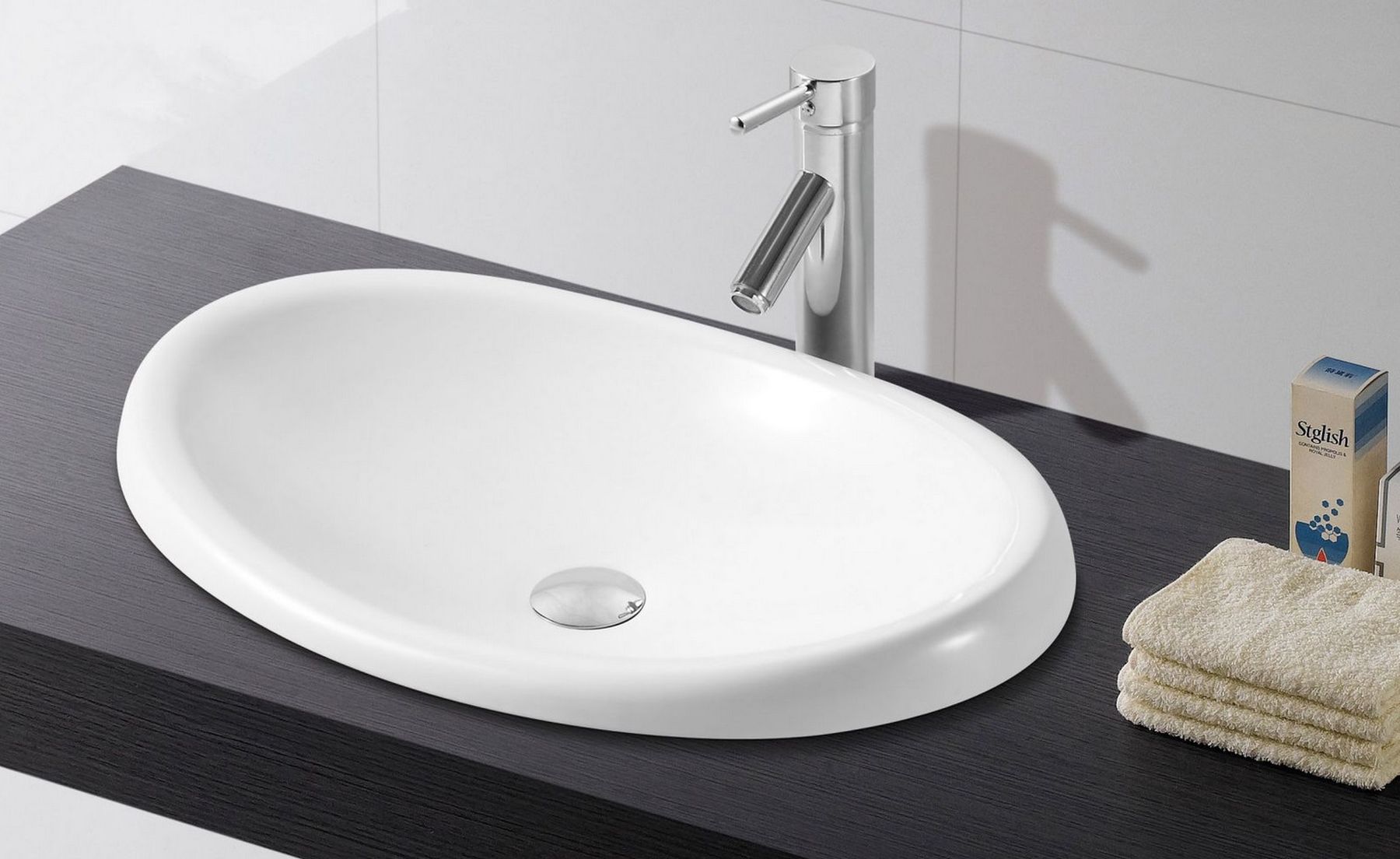 Bathco Spain Ellipse umywalka 62x41 cm wpuszczana owalna biała 4022