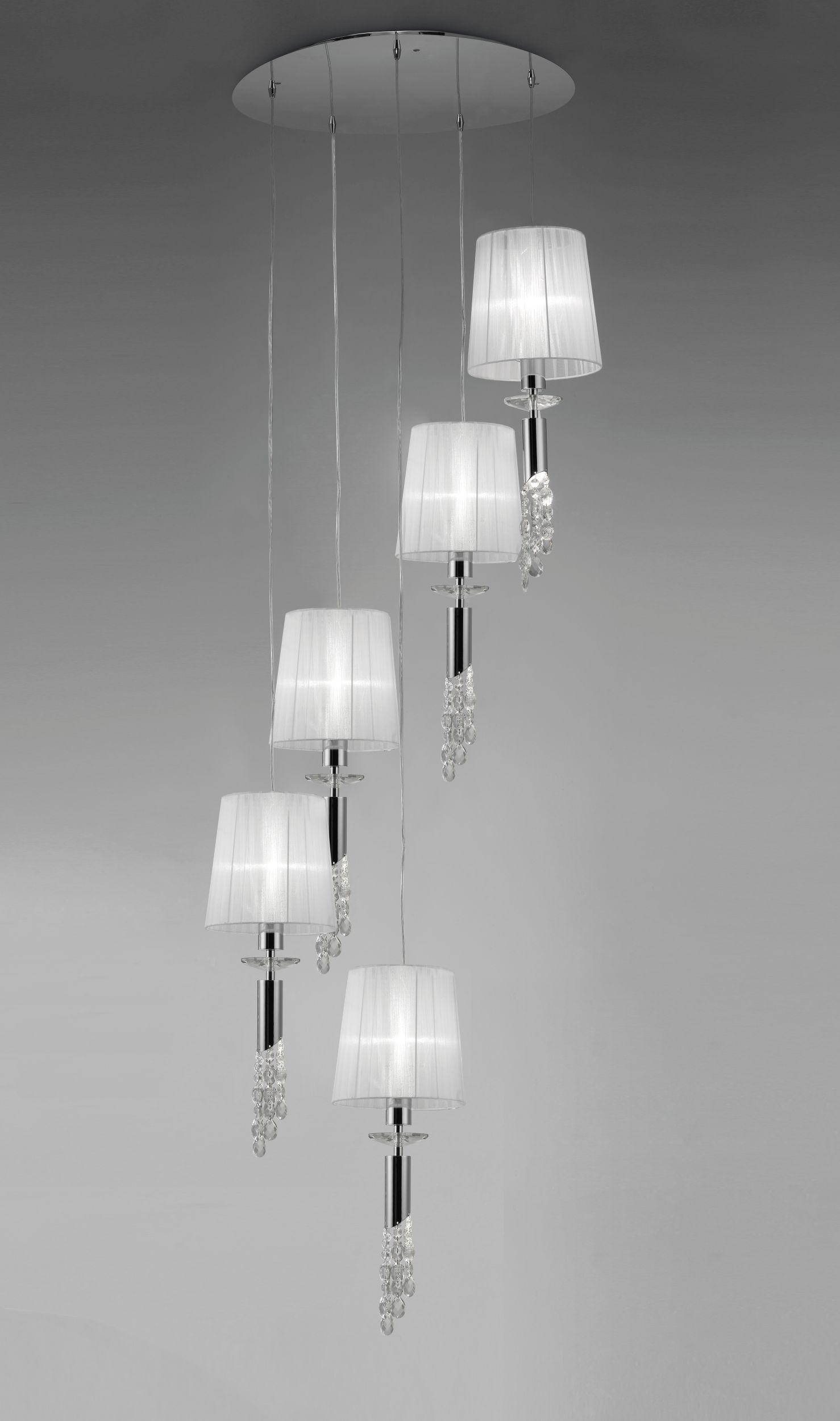 Mantra Tiffany lampa wisząca 5x20W/5x5W chrom/biała 3857