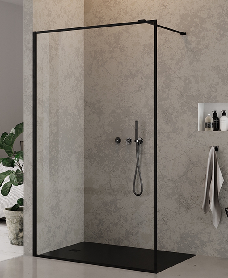 New Trendy New Modus Black Walk-In ścianka prysznicowa 100 cm czarny półmat/szkło przezroczyste EXK-0107