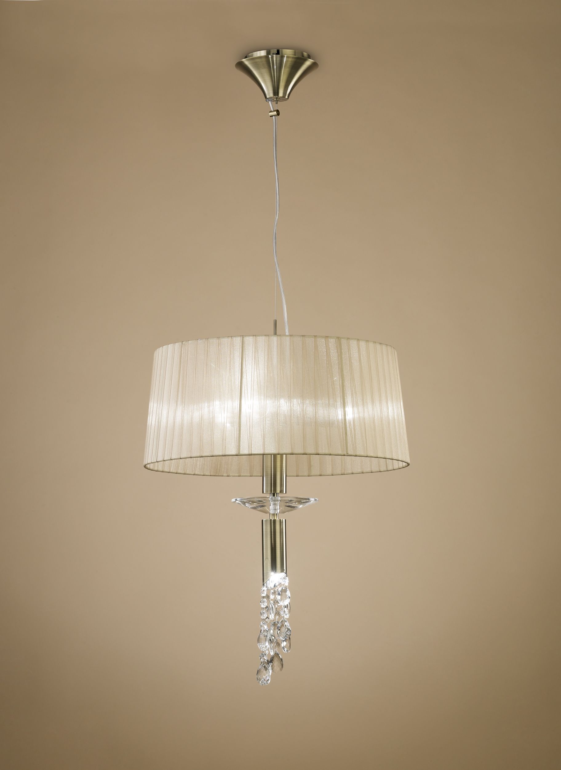 Mantra Tiffany lampa wisząca 3x20W/1x5W mosiądz antyczny/brązowa 3878