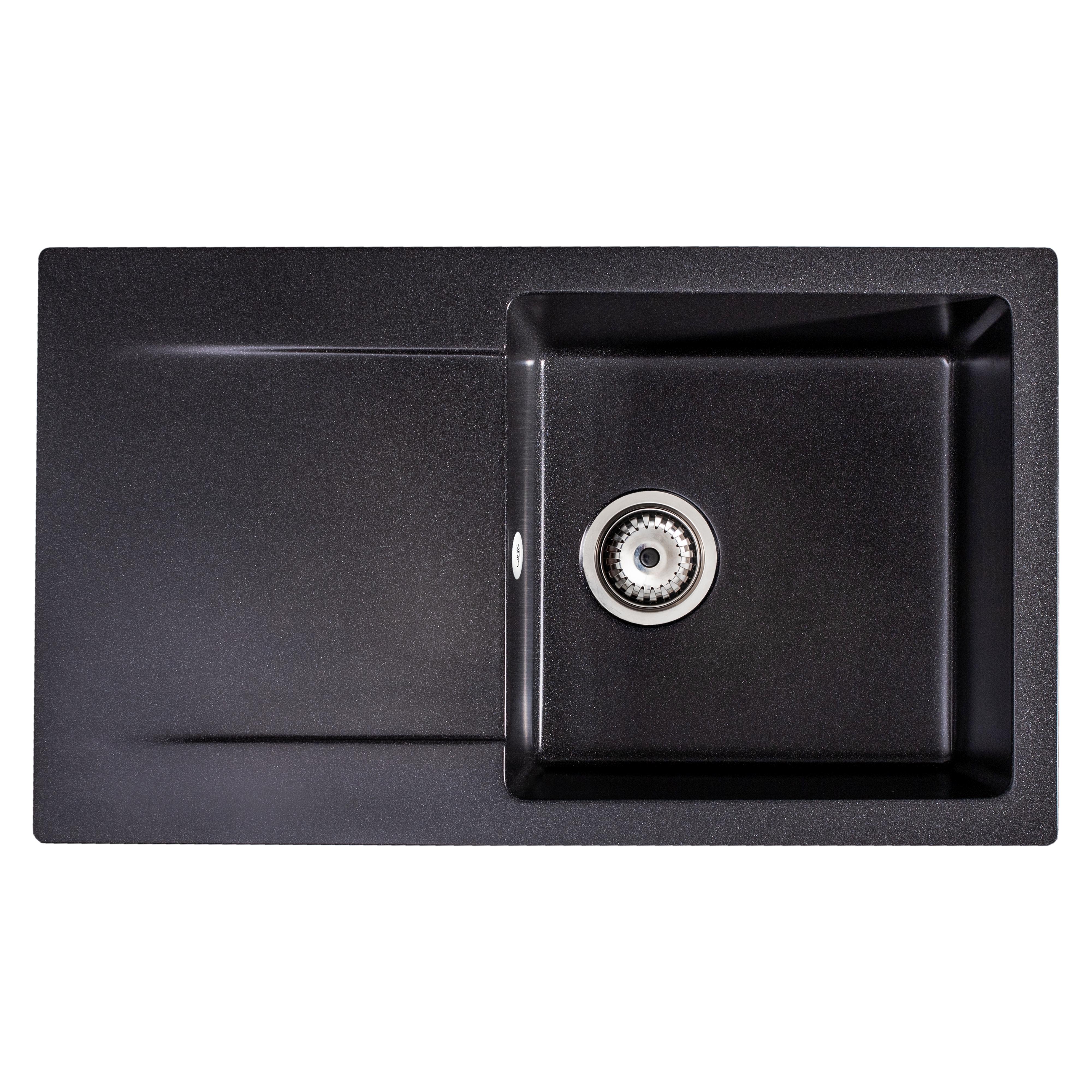 Sink Quality Ferrum Brocade zlewozmywak granitowy 77x45 cm czarny metalik FER.B.1KDO.X - Wysyłka w 24h