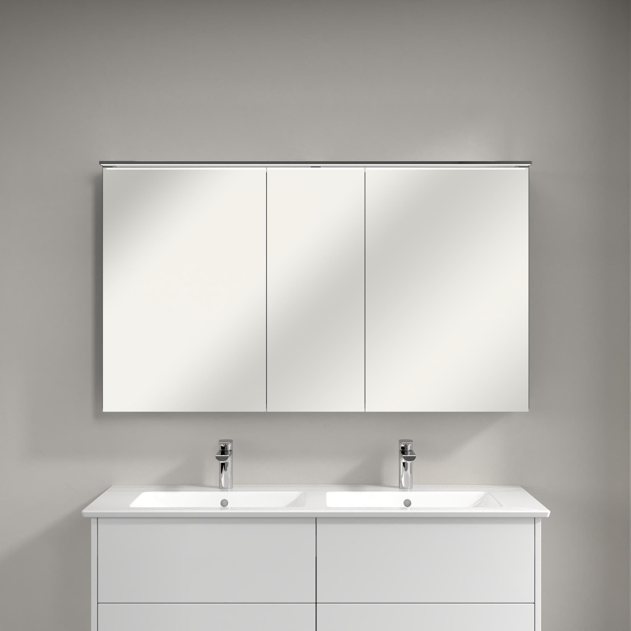 Villeroy & Boch Finero umywalka z szafką 130 cm i szafka lustrzana zestaw meblowy glossy white S00405DHR1