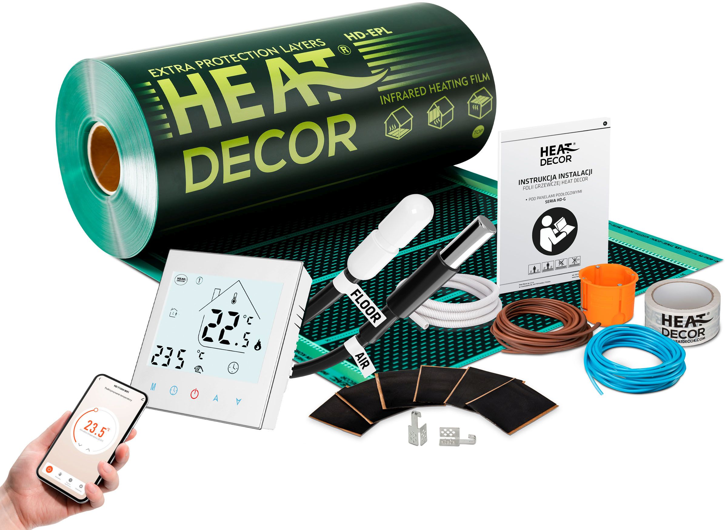 Heat Decor HD-EPL folia grzewcza 4 m2 140W/m2 z termostatem ZigBee HD-T1000Z.S.W ZF/E70/T1000Z.S.W/BX/8 - Wysyłka w 24h