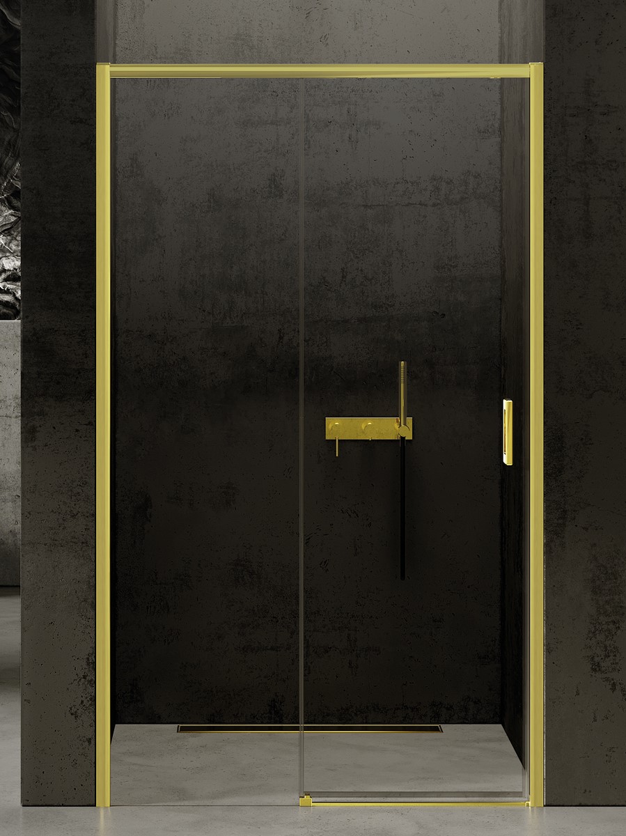New Trendy Prime Light Gold drzwi prysznicowe 150 cm lewe złoty połysk/szkło przezroczyste D-0430A