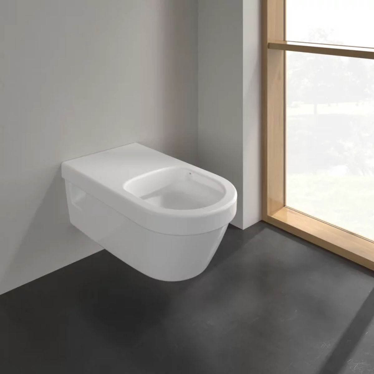 Villeroy & Boch ViCare miska WC wisząca bez kołnierza lejowa Weiss Alpin 5649R201