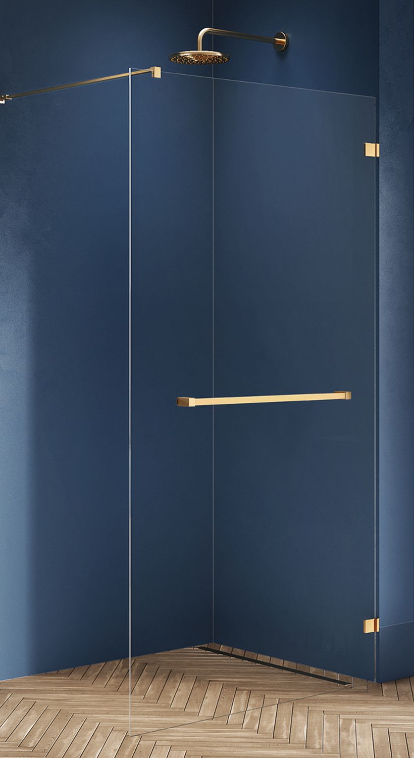 New Trendy Avexa Gold Brushed ścianka prysznicowa 130 cm wolnostojąca złoty szczotkowany/szkło przezroczyste EXK-3148