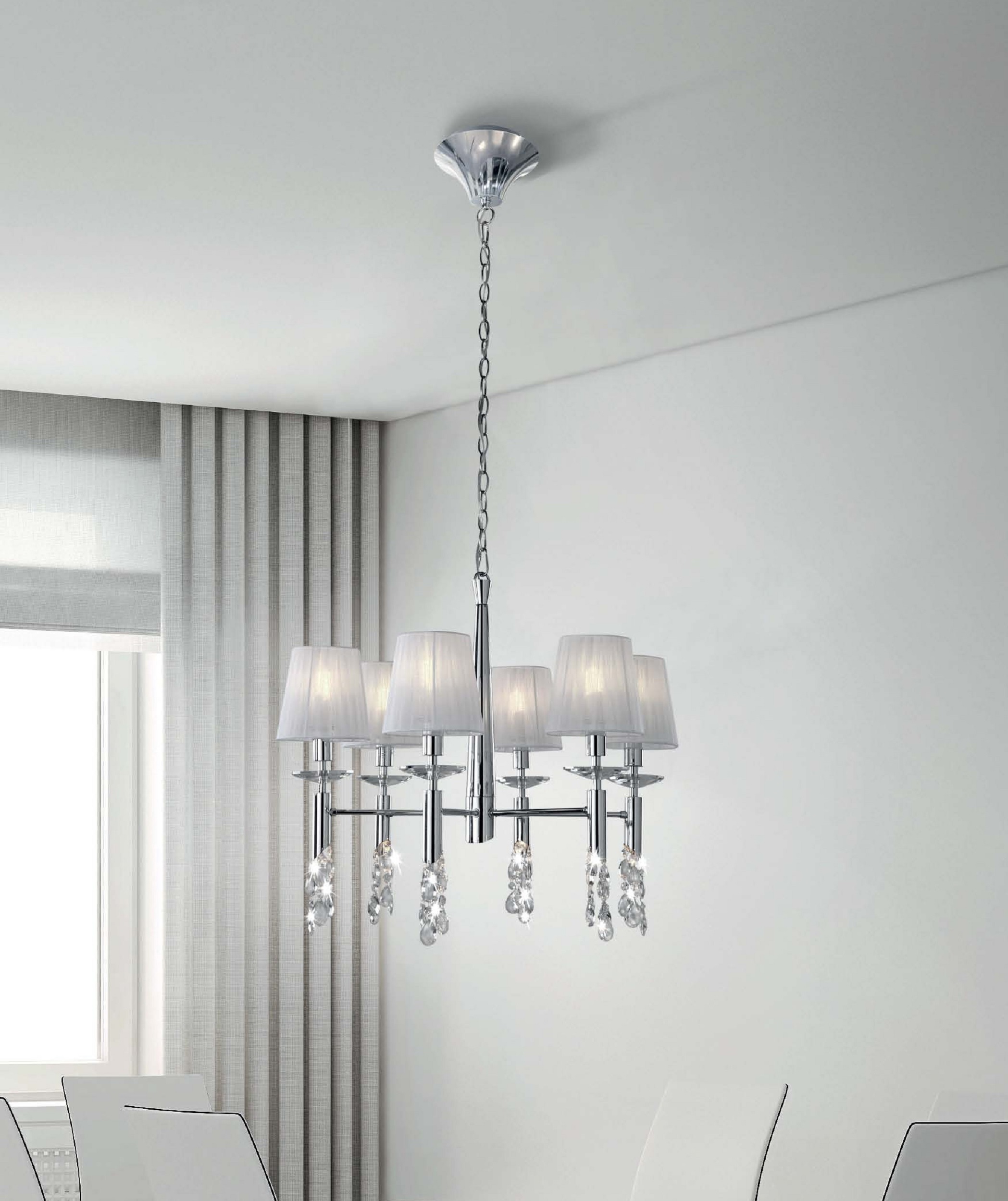 Mantra Tiffany lampa wisząca 6x20W/6x5W chrom/biała 3851