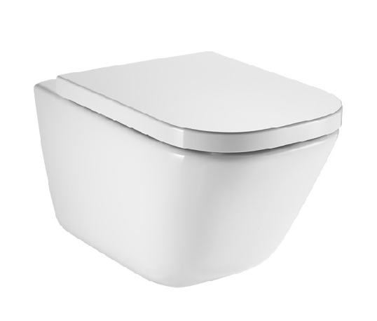 Zestaw Roca Gap Square miska WC wisząca Rimless z deską wolnoopadającą biała (A34647L000, A80148200U) - Wysyłka w 24h