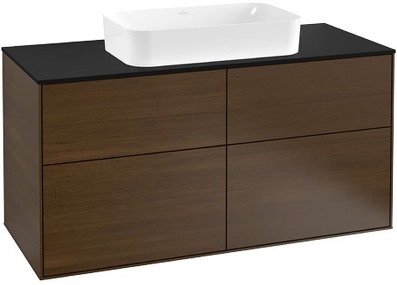 Villeroy & Boch Finion szafka 120 cm podumywalkowa wisząca Walnut Veneer/Glass Black Matt F26200GN