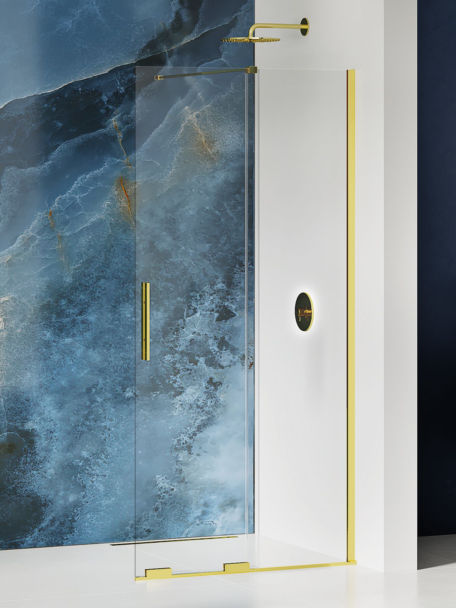 New Trendy Smart Light Gold Walk-In ścianka prysznicowa 120 cm wolnostojąca jasnozłoty/szkło przezroczyste EXK-4297