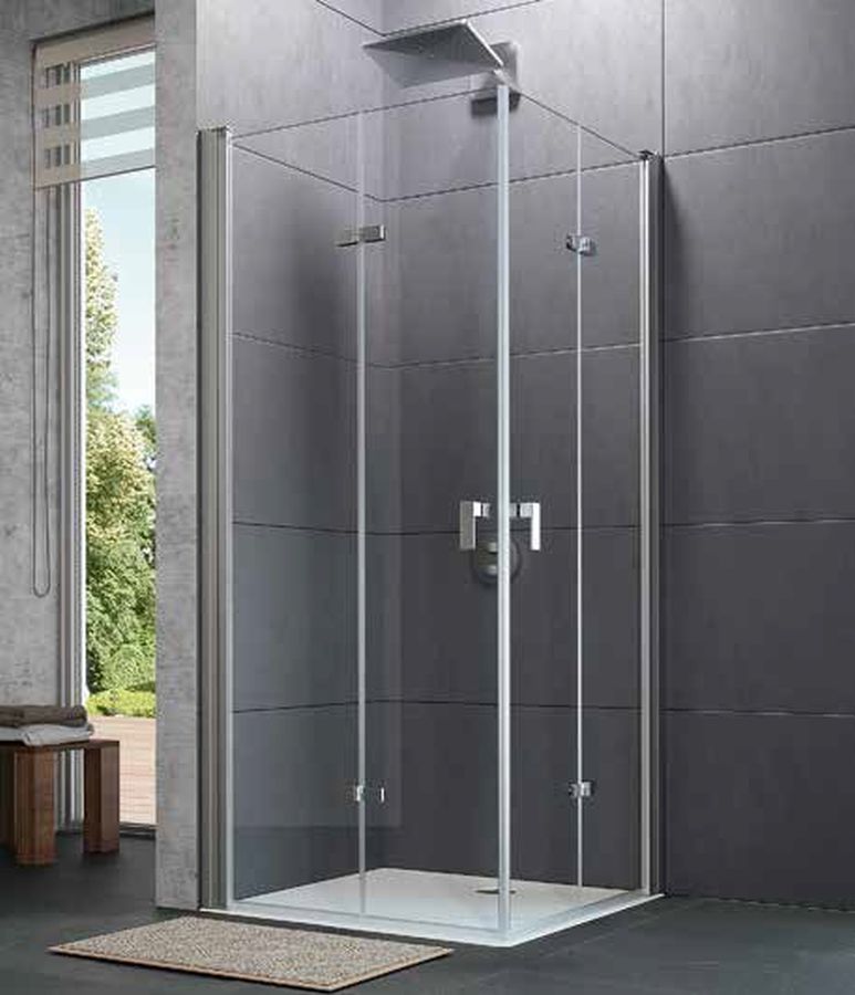 Hüppe Design Pure 4-kąt drzwi prysznicowe 120 cm lewe srebrny połysk/szkło przezroczyste Anti-Plaque 8P0818.092.322