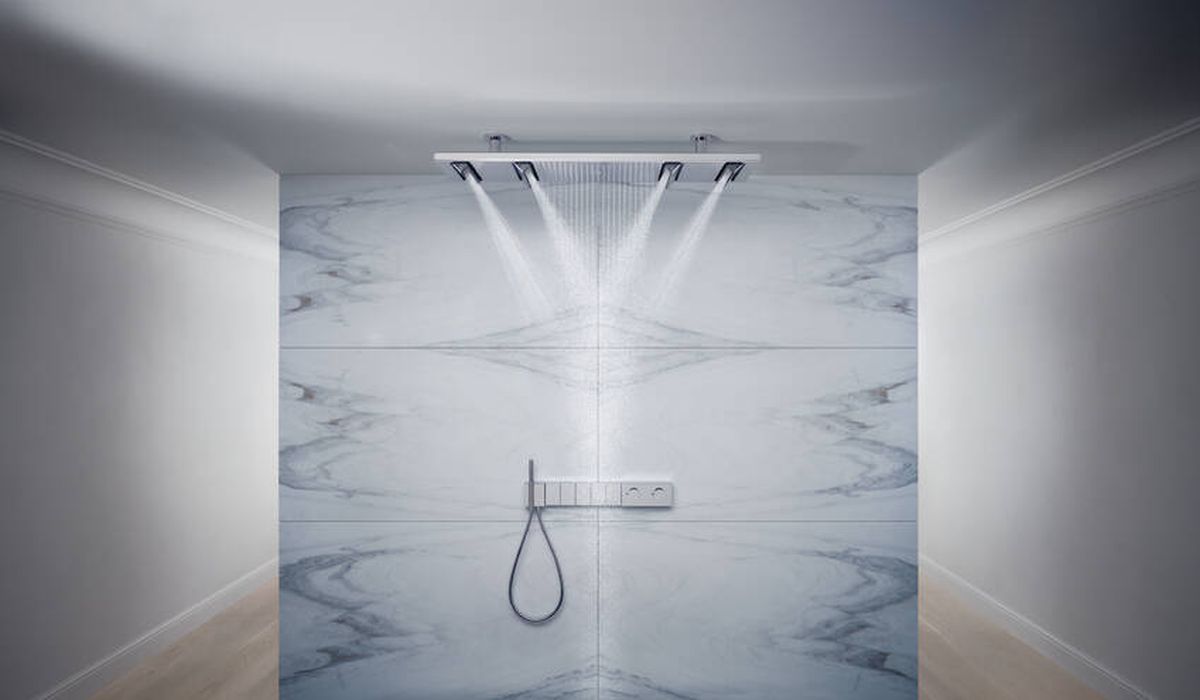 Axor ShowerSolutions deszczownica 120x30 cm prostokątna z ramieniem sufitowym chrom 10637000