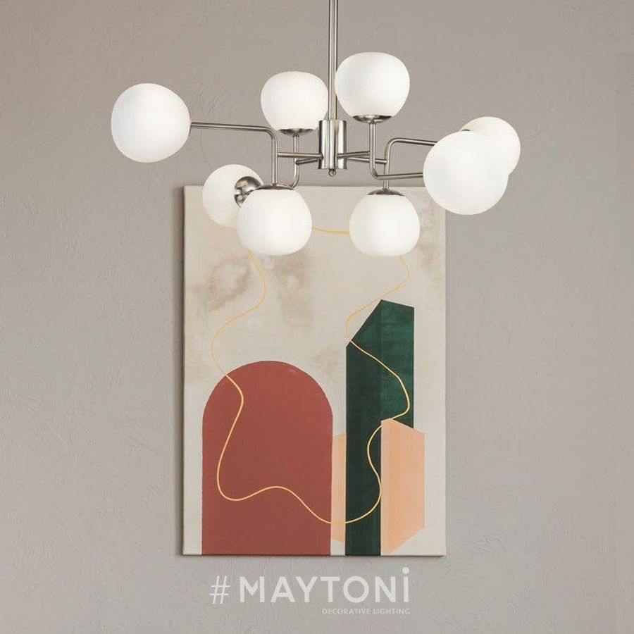 Maytoni Erich lampa wisząca 8x40W biała/srebrna MOD221-PL-08-N