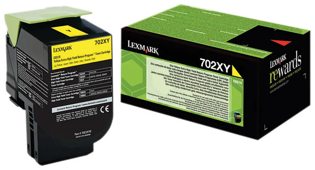 Wyprzedaż Oryginał Kaseta z tonerem Lexmark 702XY do CS-510 | zwrotny | 4 000 str. | yellow, opakowanie zastępcze, toner pełny w 90%