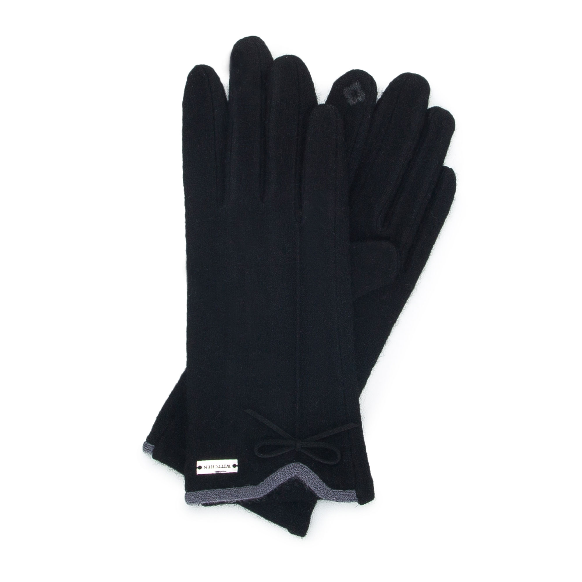 Damskie rękawiczki z kokardką cienkie 47-6A-004-1