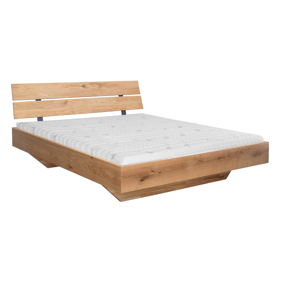 Toretta łóżko dębowe 160 cm z drewnianymi nogami i podwójnym oparciem - meblezych.pl