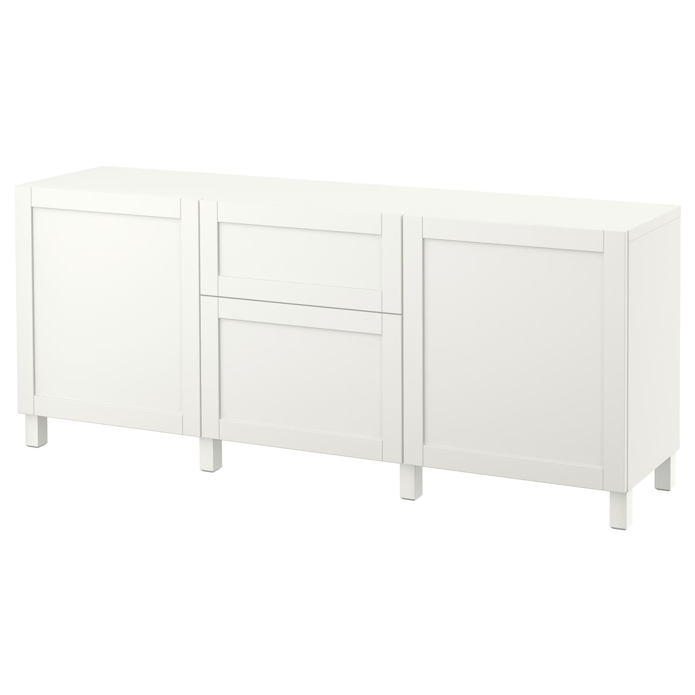 IKEA BESTÅ Kombinacja z szufladami, Biały/Hanviken/Stubbarp biały, 180x42x74 cm