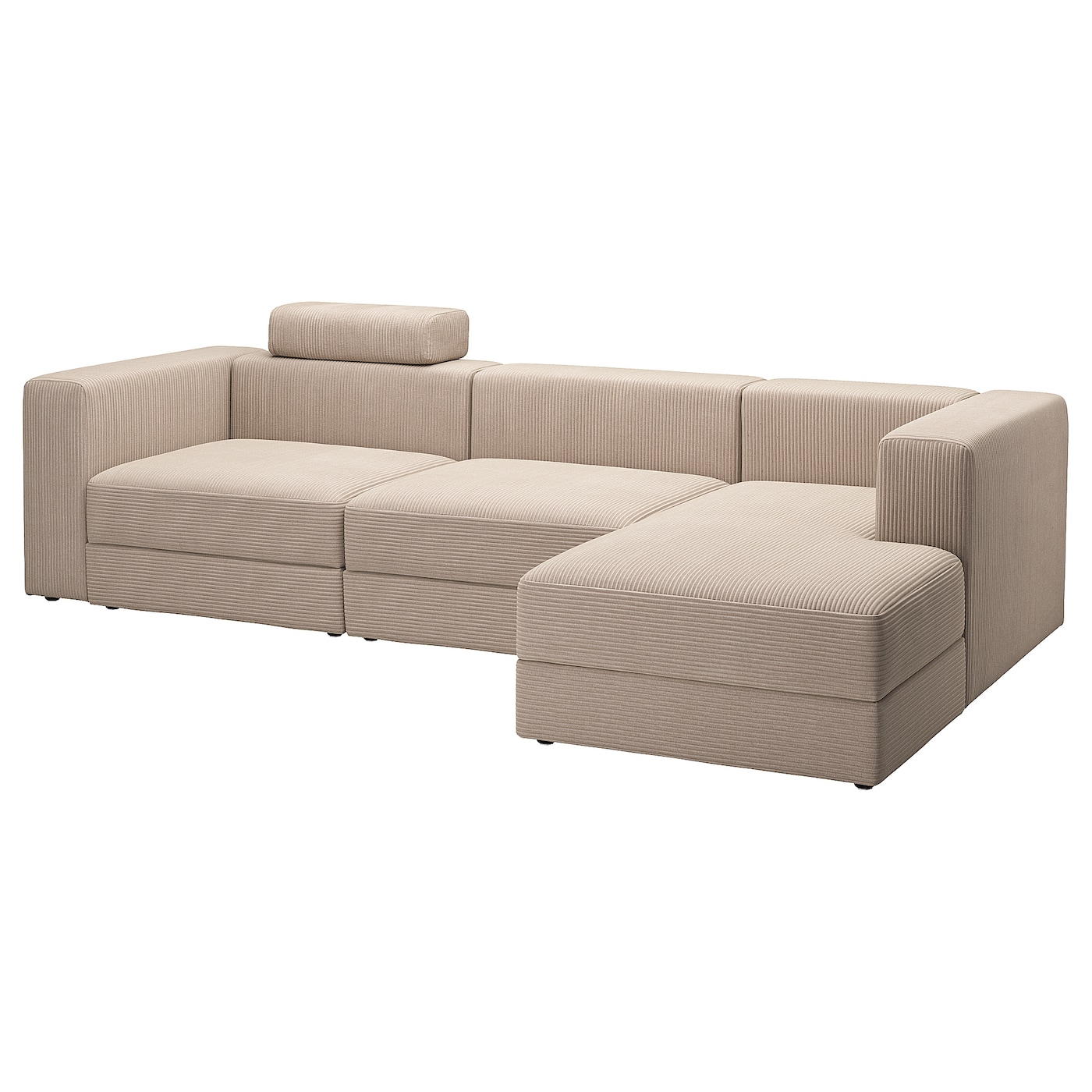 IKEA JÄTTEBO 4-osob sofa modułowa z szezlongiem, prawy z zagłówkiem/Samsala szarobeżowy, Szerokość: 310 cm