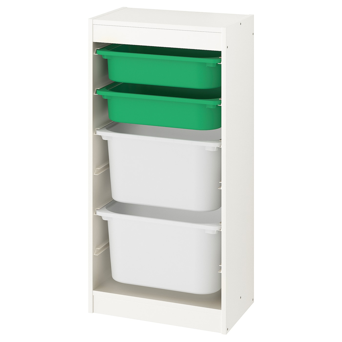 IKEA TROFAST Regał z pojemnikami, Biały/zielony biały, 46x30x94 cm